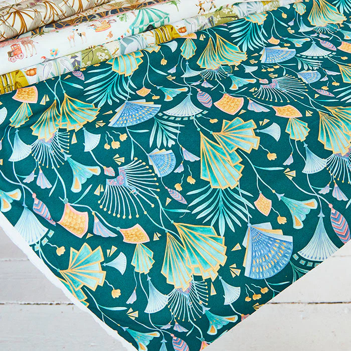 Emerald Fan Fabric - Image 3