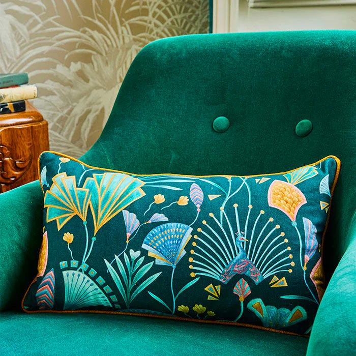 Emerald Fan Rectangle Cushion - Image 2