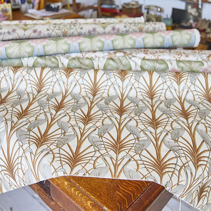 Nouveau Heron Cream Fabric - Image 2