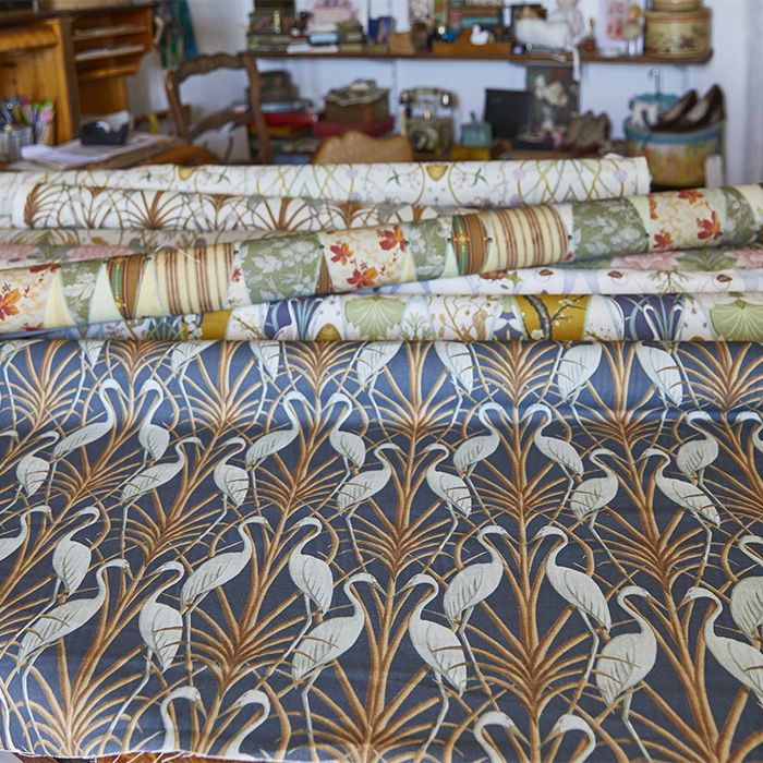 Nouveau Heron Navy Upholstery Fabric - Image 2
